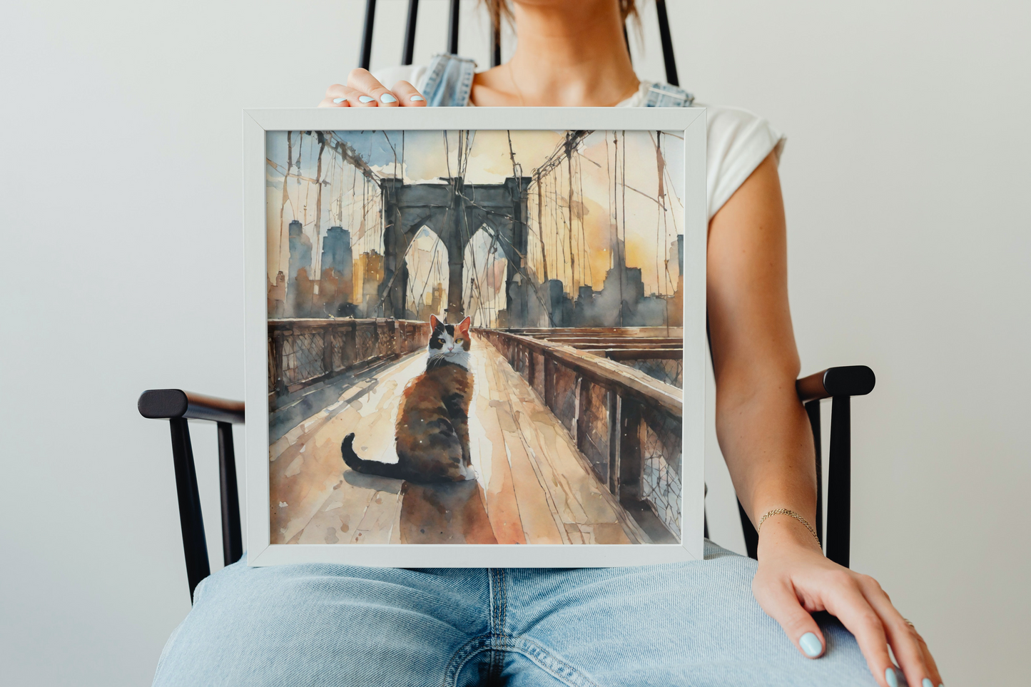 Brooklyn Cat Snubbing Bridge - Premium Matte Paper Poster